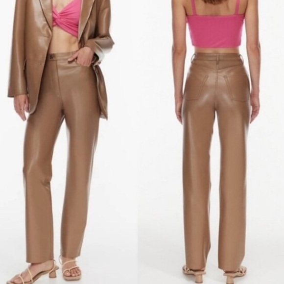 Wilfred Pants - Aritzia Wilfred Melina Vegan Leather Pants in Constant Camel Brown Size 4 R2